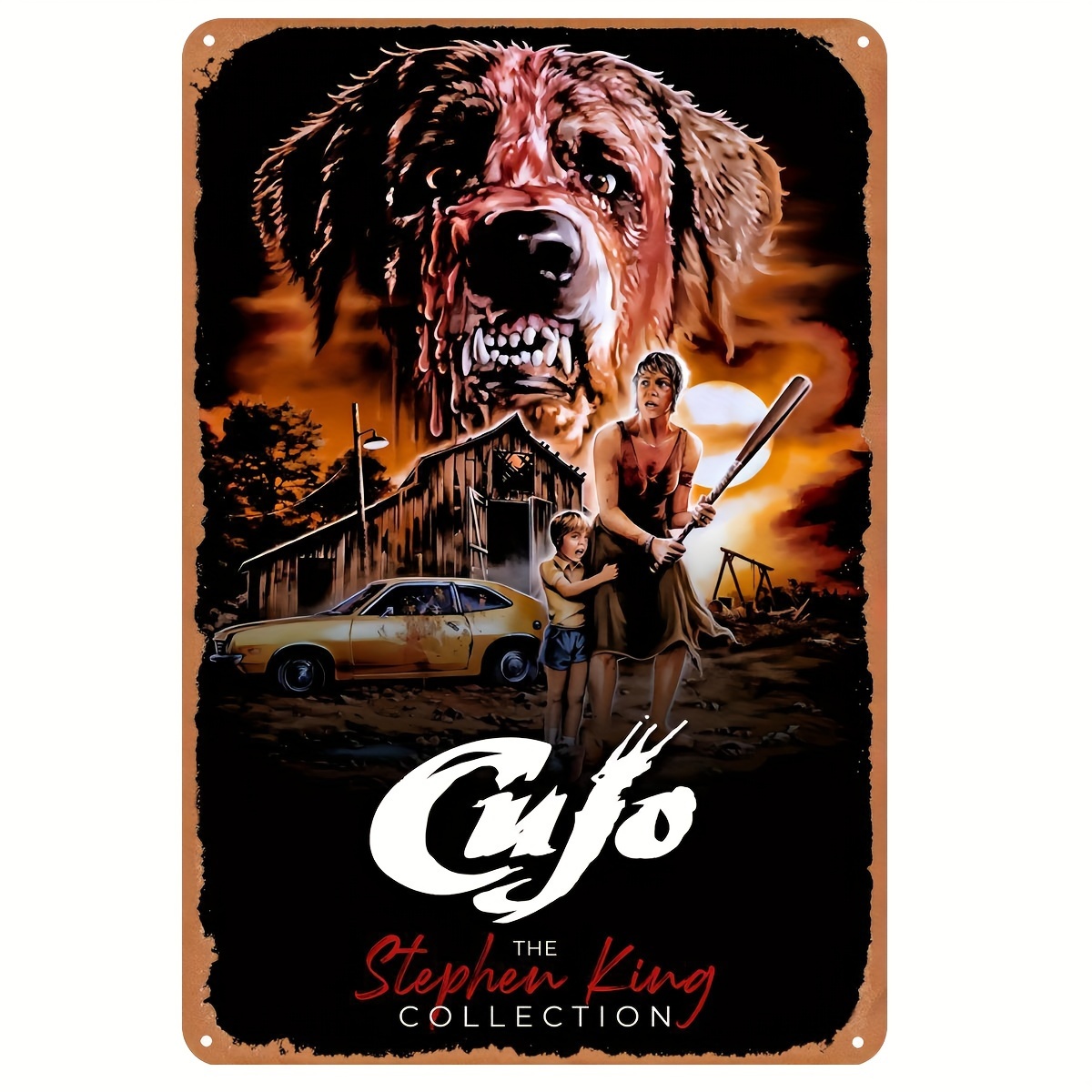 Vintage Collectible Posters - Cujo (1983) Vintage Metalowy Znak Blaszany