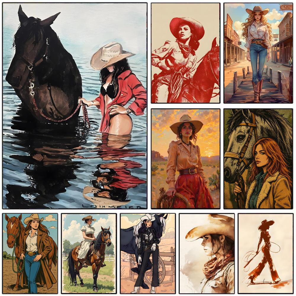Vintage Collectible Posters - Plakat w stylu vintage, motyw kowbojki,