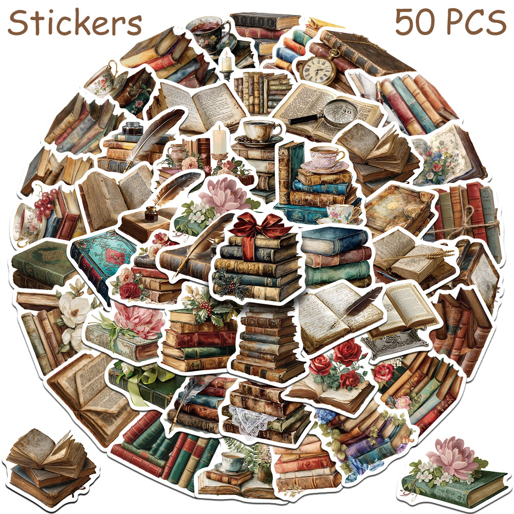 50 szt. Naklejki w stylu vinta – Vintage Collectible Books recenzja i cena